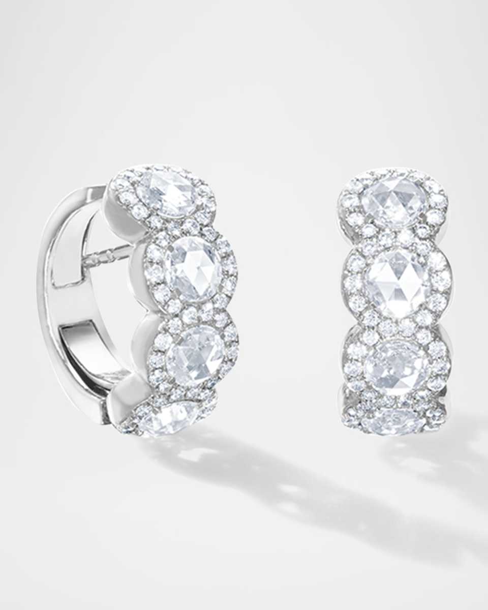 18K White Gold Diamond Huggie Earrings, 1.2ctw